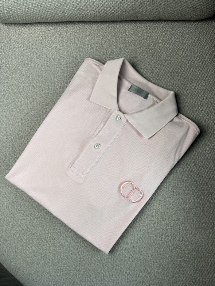 Polo Dior rosa con logo bordado rosa - Image 5