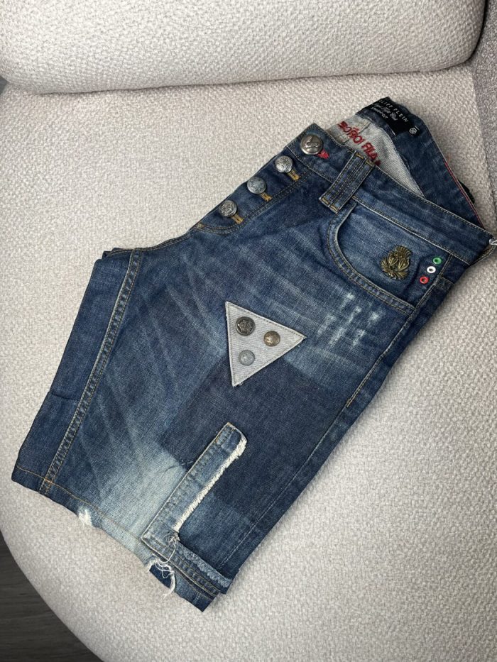 Bermuda de mezclilla Philipp Plein en azul desgastado - Image 5