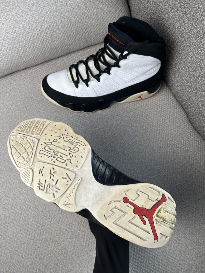 Tenis Air Jordan 9 Retro en cuero blanca - Image 4