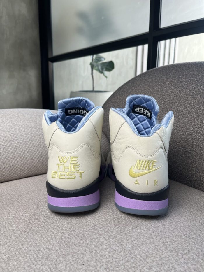 Tenis Air Jordan 5 en cuero blanca - Image 3
