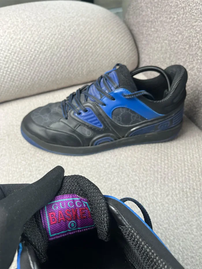 Tenis Gucci Ultrapace en piel y lona GG azul - Image 6