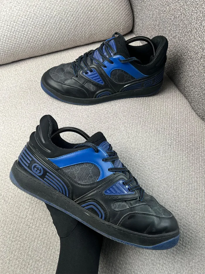 Tenis Gucci Ultrapace en piel y lona GG azul - Image 2